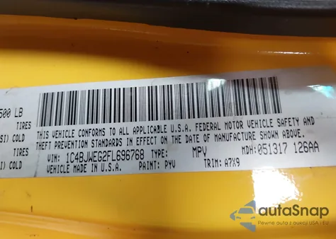 2015 Jeep Wrangler Unlimited Sahara z USA, uszkodzony, nr VIN 1C4BJWEG2FL696768